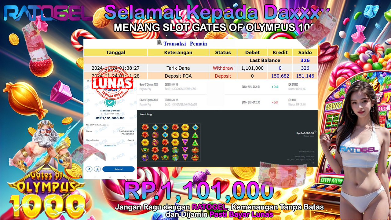 BUKTI JACKPOT SLOT GATES OF OLYMPUS 1000 TERPERCAYA DI INDONESIA TGL 24-11-2024