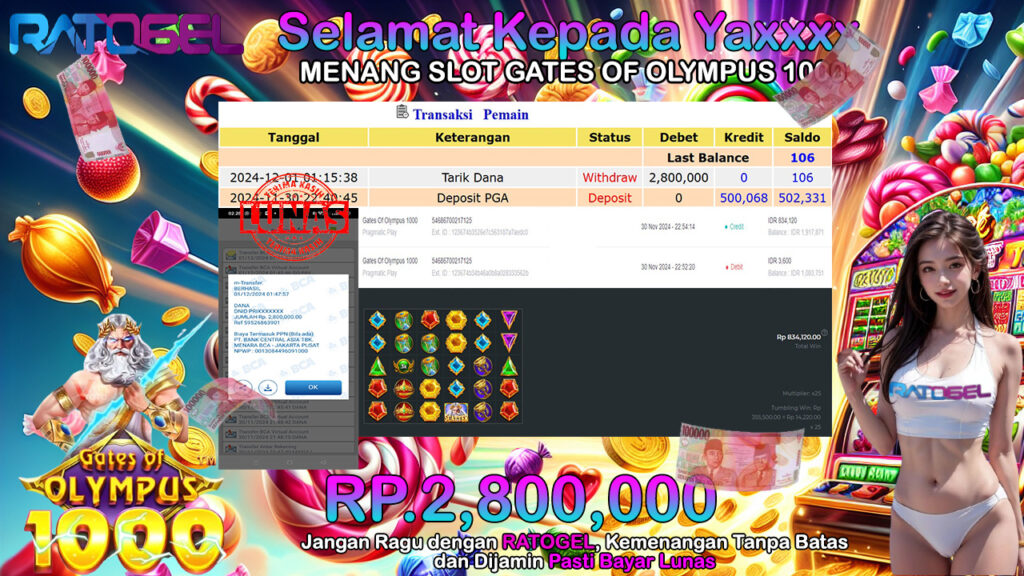 BUKTI JACKPOT SLOT GATES OF OLYMPUS 1000 TERPERCAYA DI INDONESIA TGL 01-12-2024