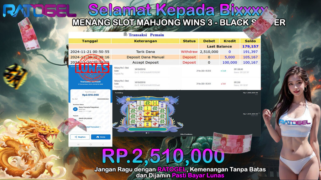 BUKTI JACKPOT SLOT MAHJONG WINS 3-BLACK SCETER TERPERCAYA DI INDONESIA TGL 21-11-2024