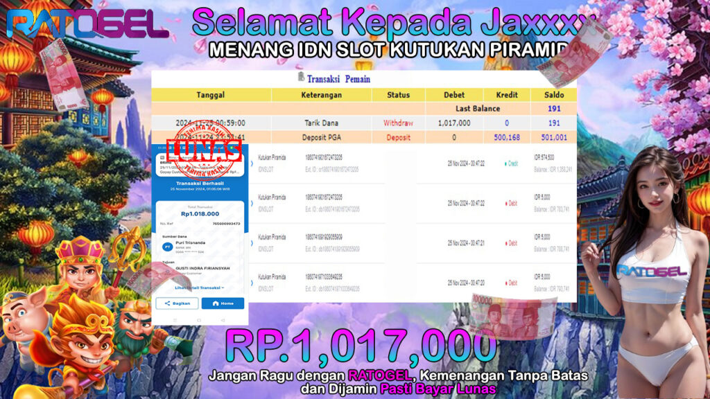 BUKTI JACKPOT IDN SLOT KUTUKAN PIRAMIDA TERPERCAYA DI INDONESIA TGL 25-11-2024