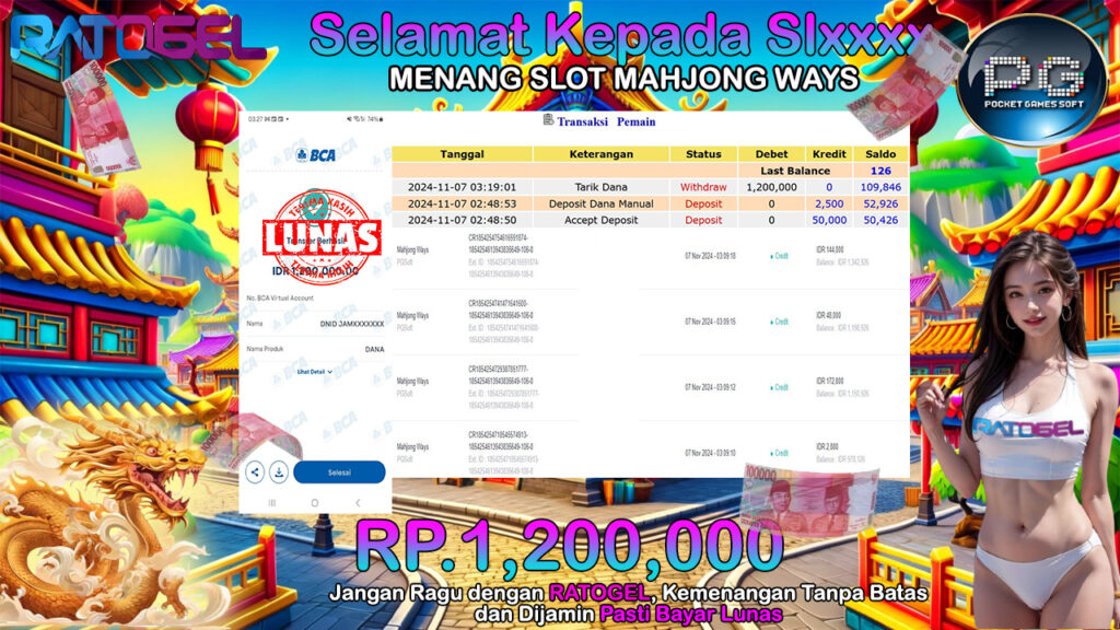 BUKTI JACKPOT SLOT MAHJONG WAYS TERPERCAYA DI INDONESIA TGL 07-11-2024