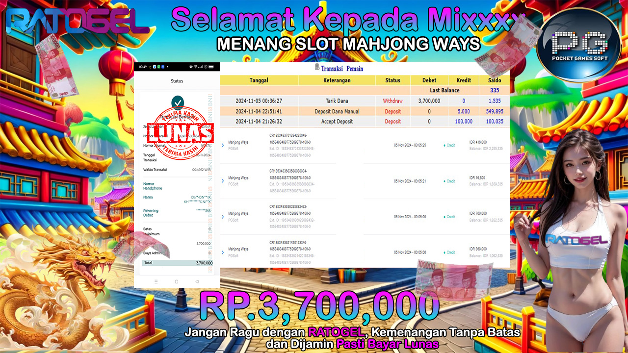 BUKTI JACKPOT SLOT MAHJONG WAYS  TERPERCAYA DI INDONESIA TGL 05-11-2024