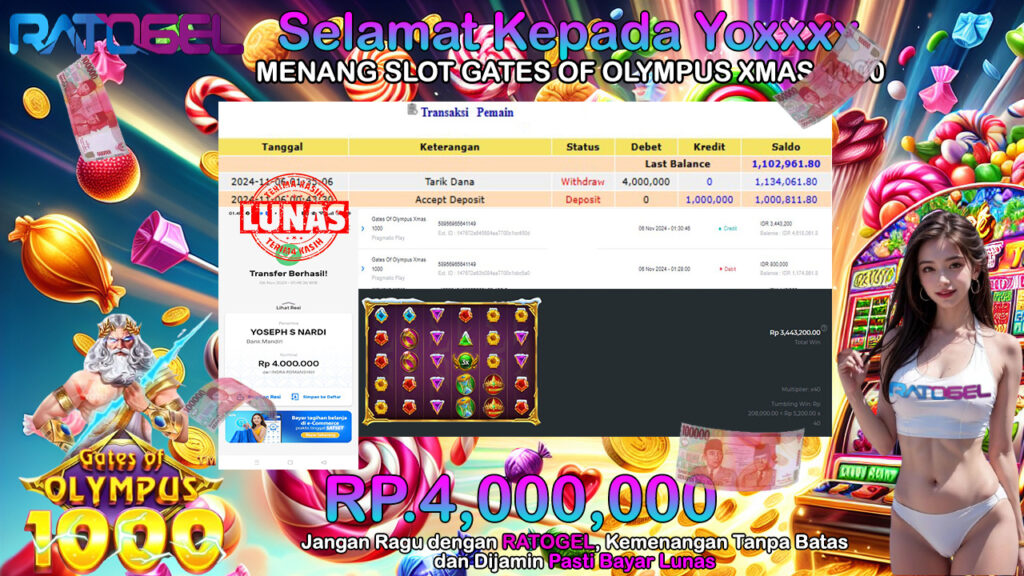 BUKTI JACKPOT SLOT GATES OF OLYMPUS XMAS 1000 TERPERCAYA DI INDONESIA TGL 06-11-2024