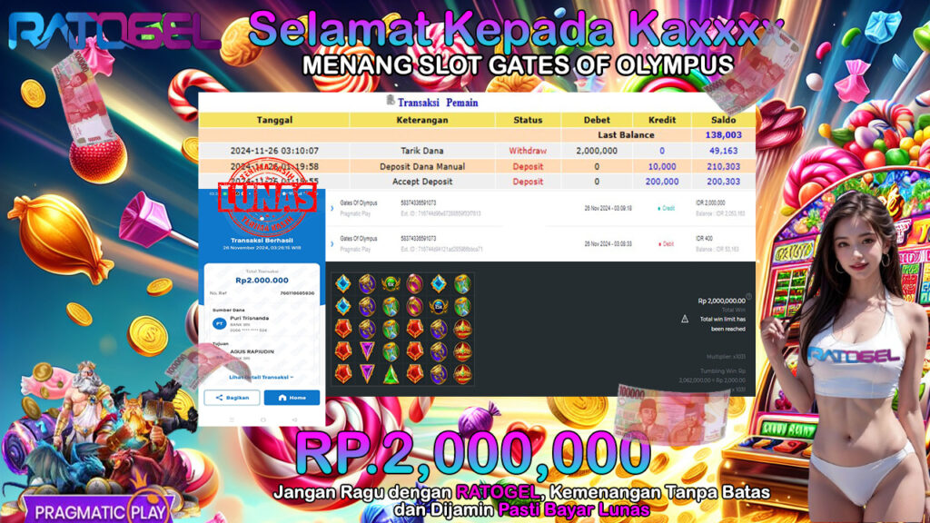 BUKTI JACKPOT SLOT GATES OF OLYMPUS TERPERCAYA DI INDONESIA TGL 26-11-2024