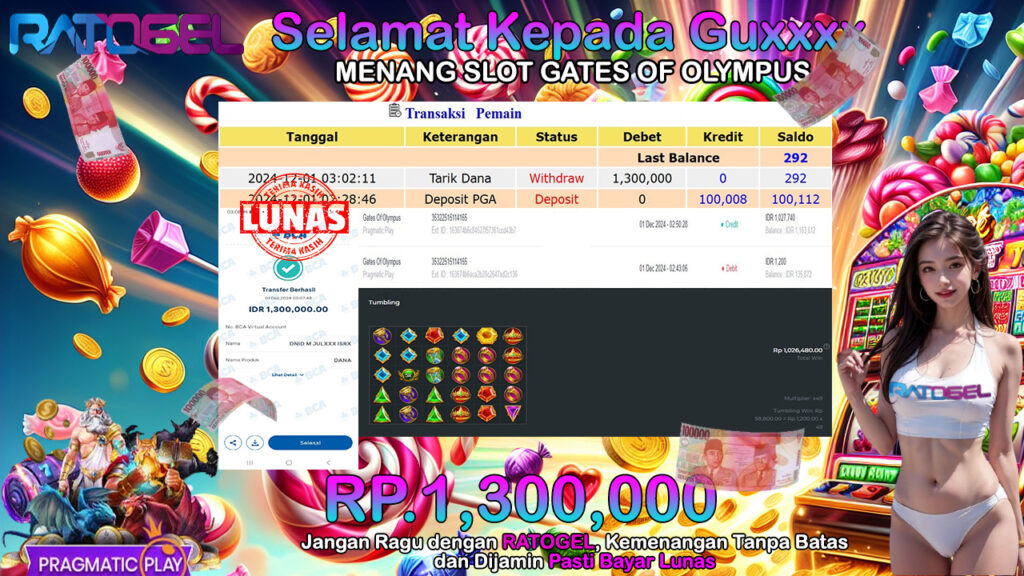 BUKTI JACKPOT SLOT GATES OF OLYMPUS TERPERCAYA DI INDONESIA TGL 01-12-2024