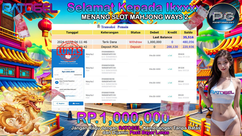 BUKTI JACKPOT SLOT MAHJONG WAYS 2 TERPERCAYA DI INDONESIA TGL 09-11-2024