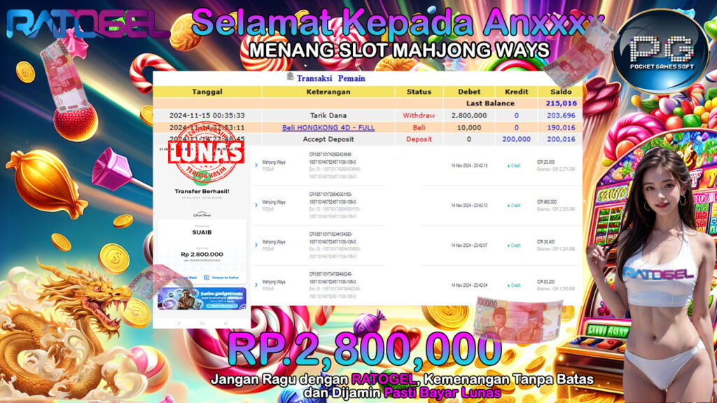 BUKTI JACKPOT SLOT MAHJONG WAYS TERPERCAYA DI INDONESIA TGL 15-11-2024