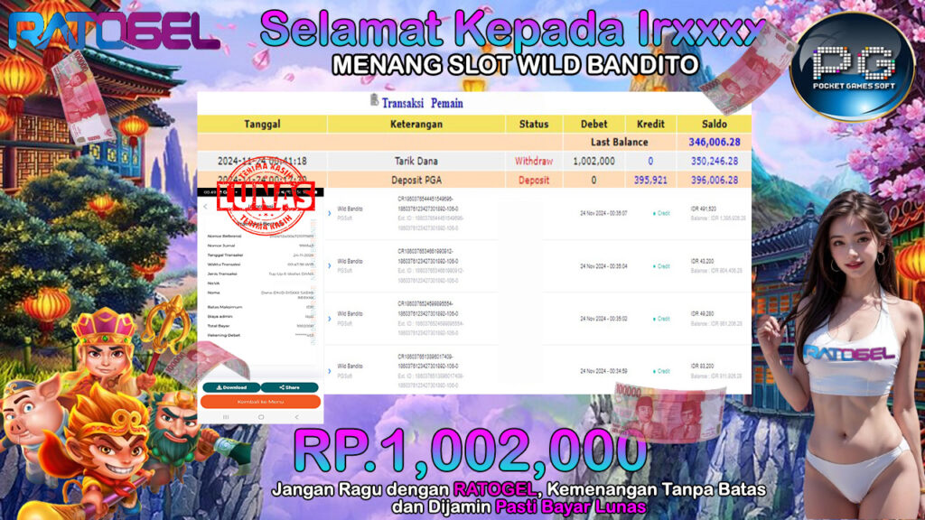 BUKTI JACKPOT SLOT WILD BANDITO TERPERCAYA DI INDONESIA TGL 24-11-2024