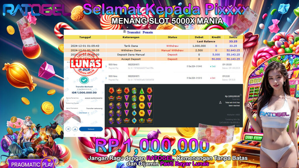 BUKTI JACKPOT SLOT 5000X MANIA TERPERCAYA DI INDONESIA TGL 01-12-2024