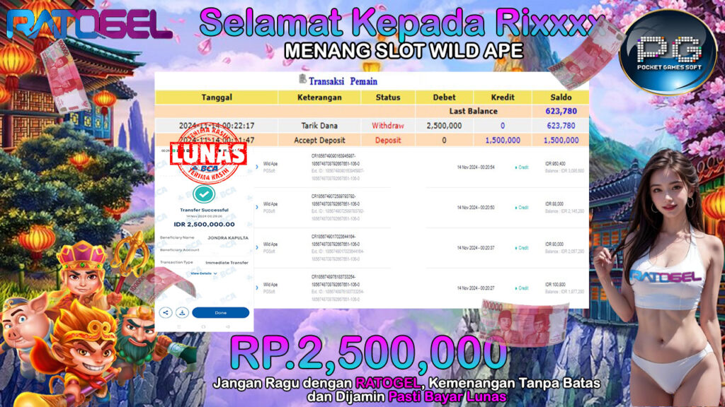 BUKTI JACKPOT SLOT WILD APE TERPERCAYA DI INDONESIA TGL 14-11-2024