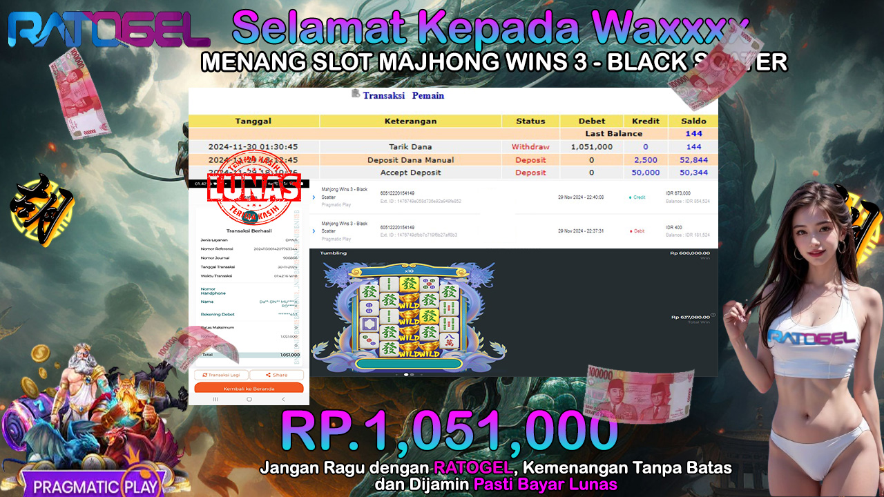 BUKTI JACKPOT SLOT MAHJONG WINS 3 – BLACK SCATER TERPERCAYA DI INDONESIA TGL 30-11-2024