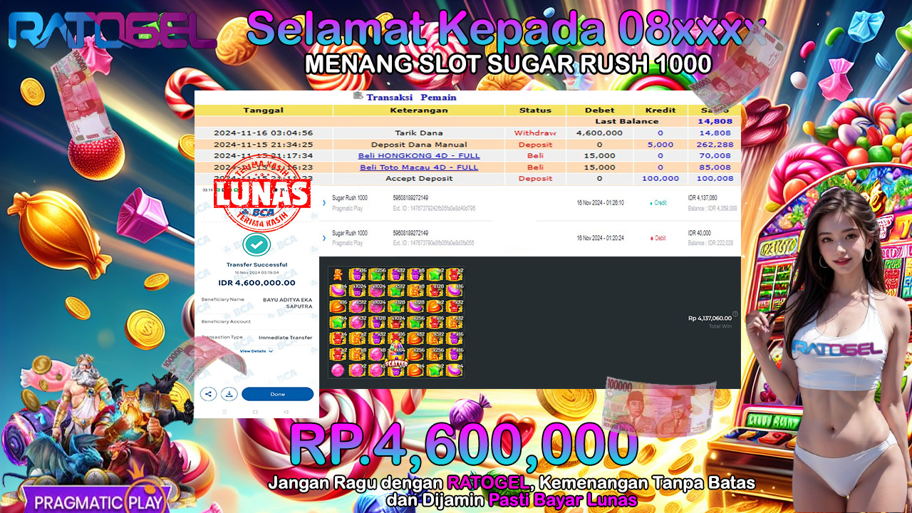 BUKTI JACKPOT SLOT SUGAR RUSH 1000 TERPERCAYA DI INDONESIA TGL 16-11-2024