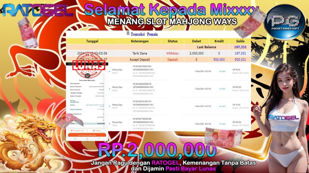 BUKTI JACKPOT SLOT MAHJONG WAYS TERPERCAYA DI INDONESIA TGL 13-12-2024