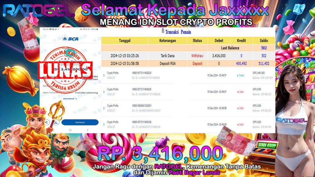 BUKTI JACKPOT IDN SLOT CRYPTO PROFITS TERPERCAYA DI INDONESIA TGL 15-12-2024