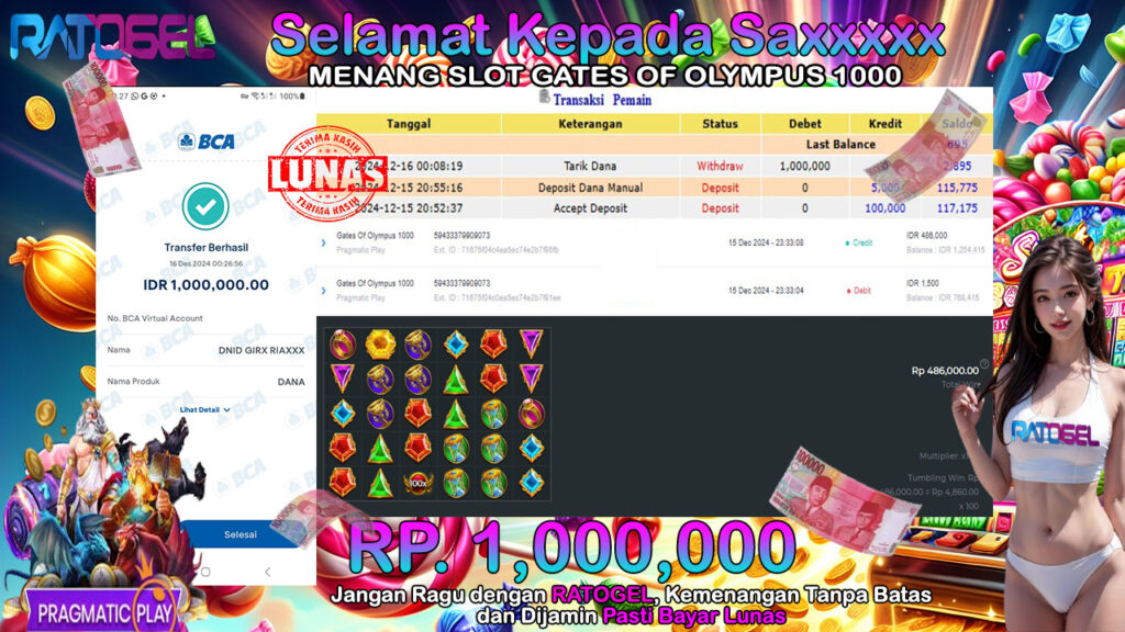 BUKTI JACKPOT SLOT GATES OF OLYMPUS 1000 TERPERCAYA DI INDONESIA TGL 16-12-2024