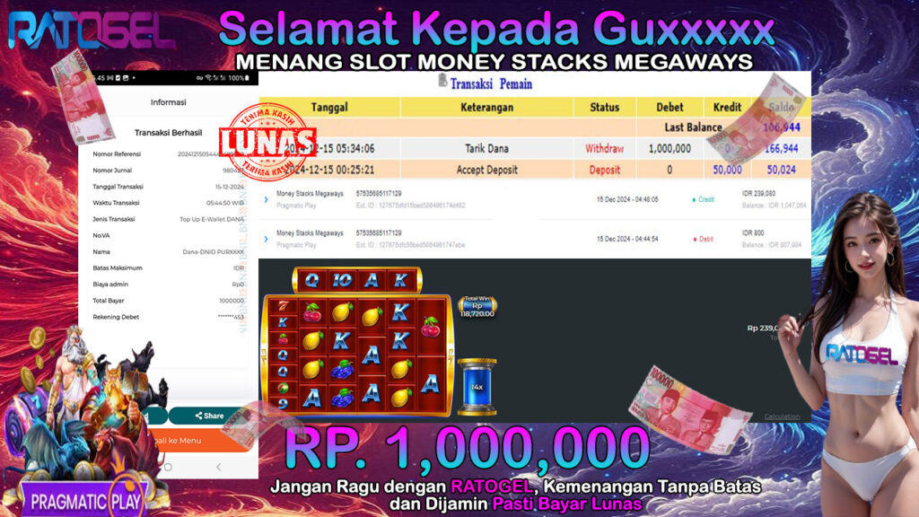 BUKTI JACKPOT SLOT MONEY STACKS MEGAWAYS TERPERCAYA DI INDONESIA TGL 15-12-2024