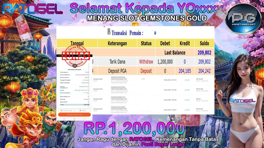 BUKTI JACKPOT SLOT GEMSTONES GOLD  TERPERCAYA DI INDONESIA TGL 05-12-2024