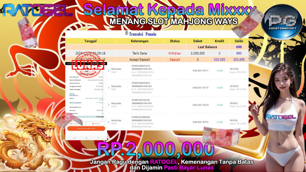 BUKTI JACKPOT SLOT MAHJONG WAYS TERPERCAYA DI INDONESIA TGL 09-12-2024