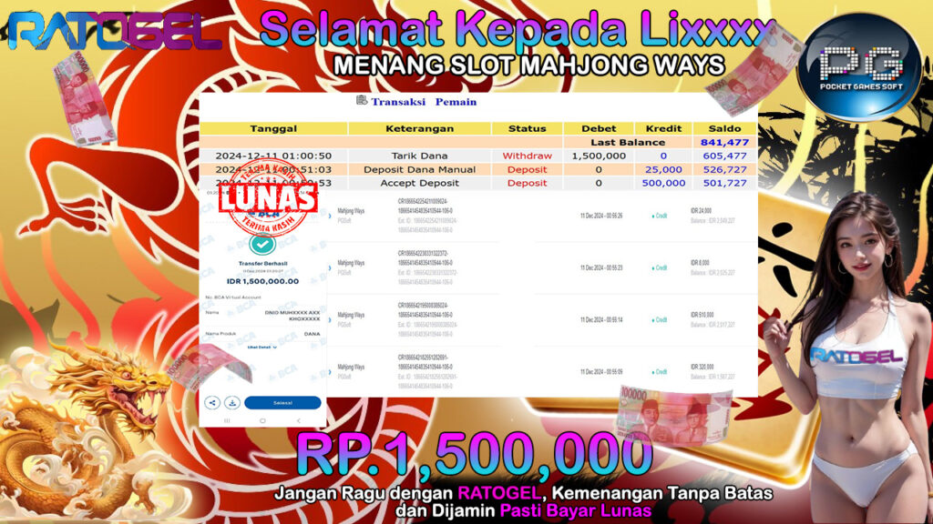 BUKTI JACKPOT SLOT MAHJONG WAYS TERPERCAYA DI INDONESIA TGL 11-12-2024