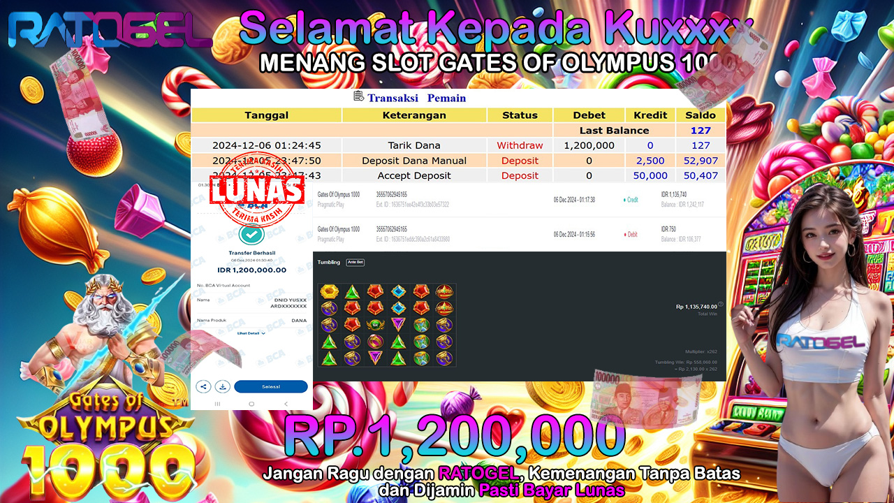 BUKTI JACKPOT SLOT GATES OF OLYMPUS 1000 TERPERCAYA DI INDONESIA TGL 06-12-2024