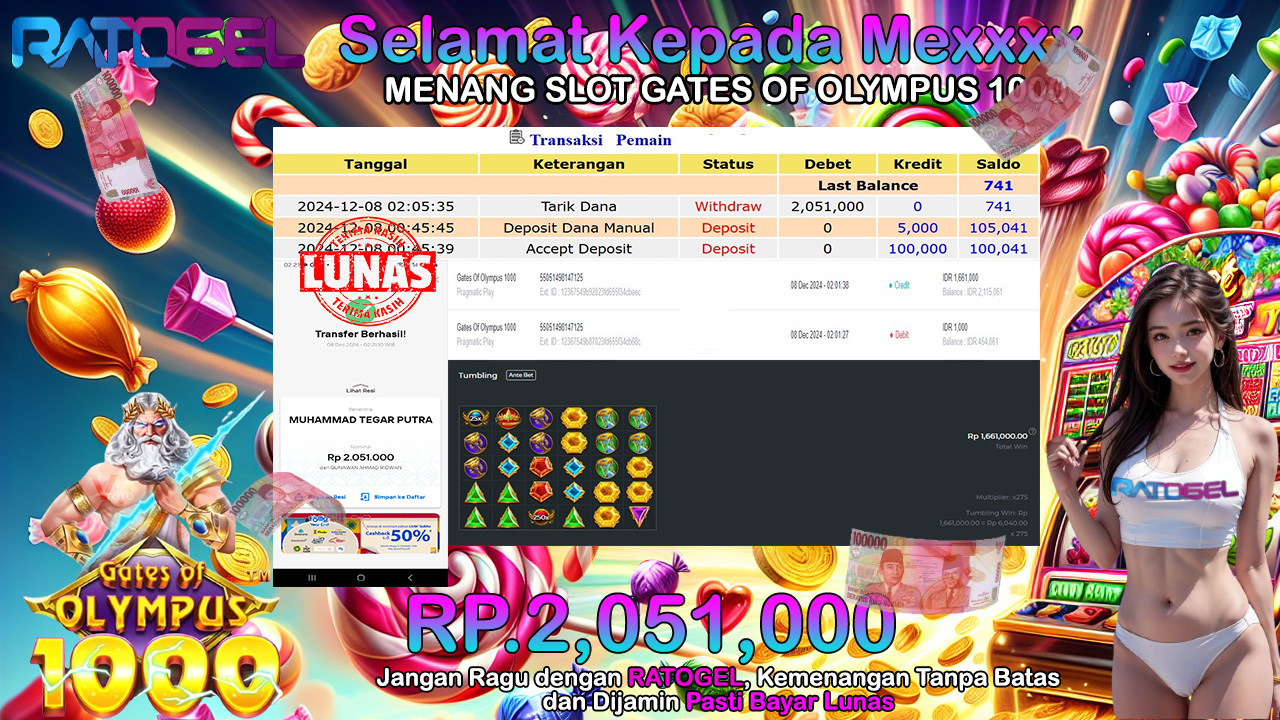 BUKTI JACKPOT SLOT GATES OF OLYMPUS 1000 TERPERCAYA DI INDONESIA TGL 08-12-2024