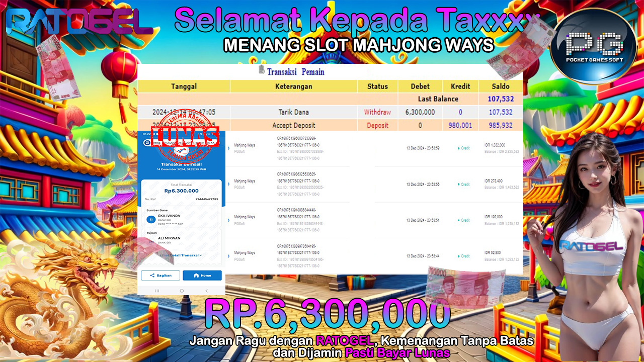 BUKTI JACKPOT SLOT MAHJONG WAYS TERPERCAYA DI INDONESIA TGL 14-12-2024