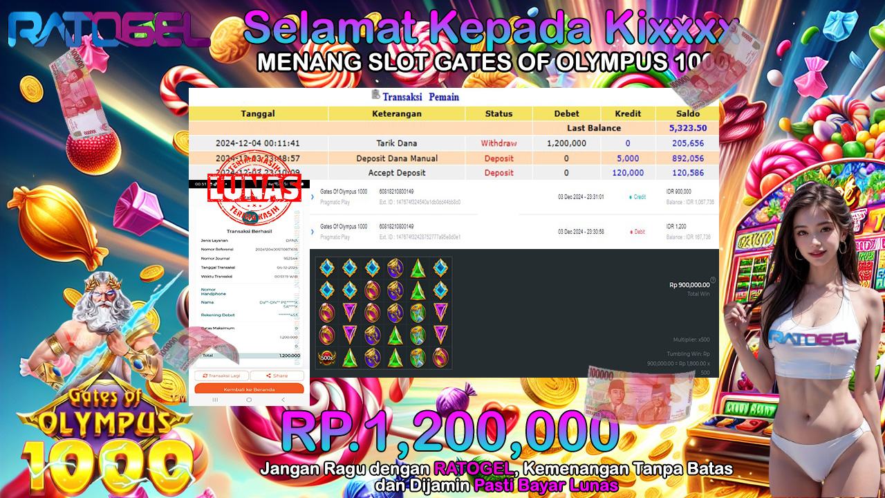 BUKTI JACKPOT SLOT GATES OF OLYMPUS 1000 TERPERCAYA DI INDONESIA TGL 04-12-2024