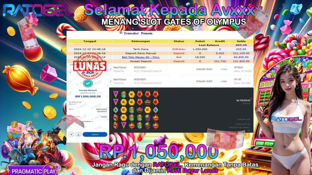 BUKTI JACKPOT SLOT GATES OF OLYMPUS TERPERCAYA DI INDONESIA TGL 03-12-2024