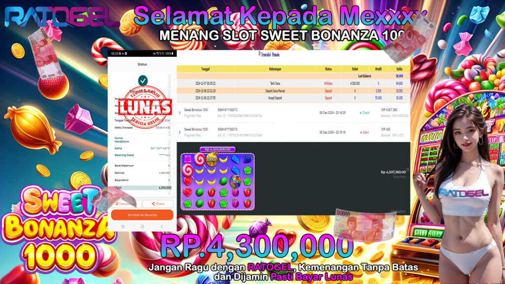 BUKTI JACKPOT SLOT SWEET BONANZA 1000 TERPERCAYA DI INDONESIA TGL 07-12-2024