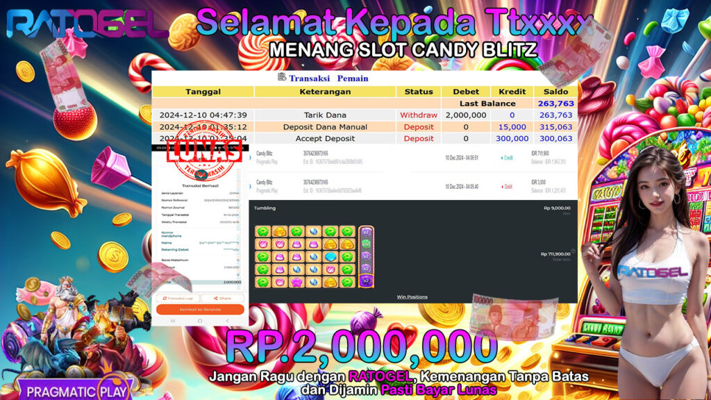 BUKTI JACKPOT SLOT CANDY BLITZ TERPERCAYA DI INDONESIA TGL 10-12-2024