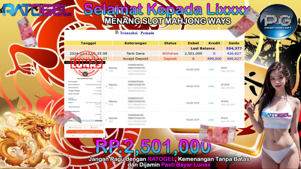 BUKTI JACKPOT SLOT MAHJONG WAYS TERPERCAYA DI INDONESIA TGL 12-12-2024