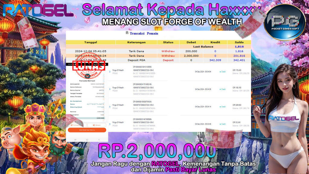 BUKTI JACKPOT SLOT FORGE OF WEALTH TERPERCAYA DI INDONESIA TGL 04-12-2024