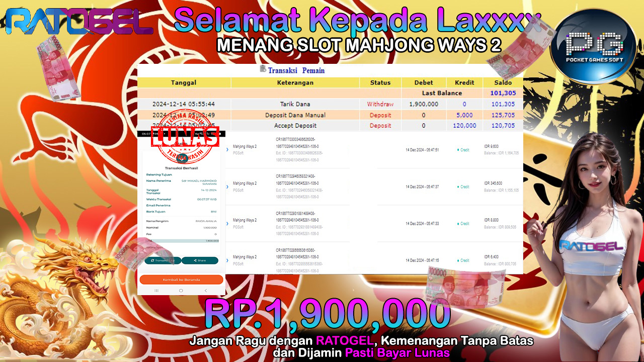 BUKTI JACKPOT SLOT MAHJONG WAYS 2 TERPERCAYA DI INDONESIA TGL 14-12-2024