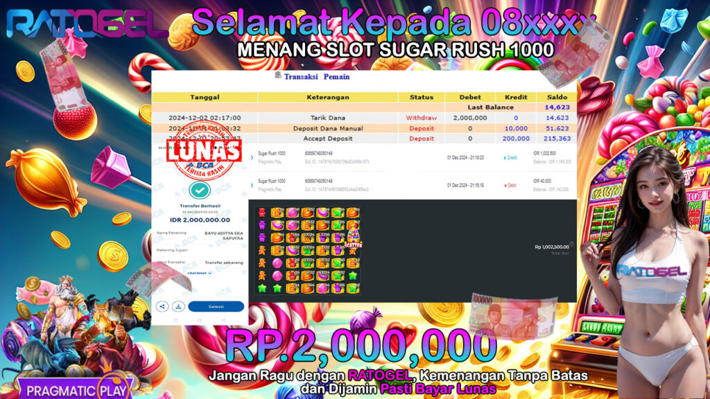 BUKTI JACKPOT SLOT SUGAR RUSH 1000 TERPERCAYA DI INDONESIA TGL 02-12-2024