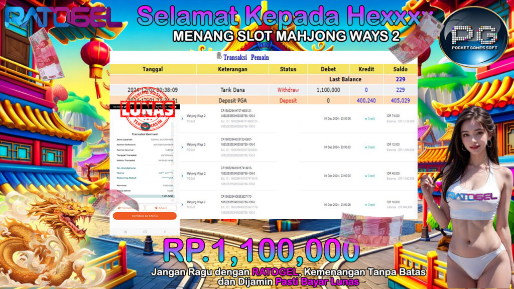 BUKTI JACKPOT SLOT MAHJONG WAYS 2 TERPERCAYA DI INDONESIA TGL 02-12-2024