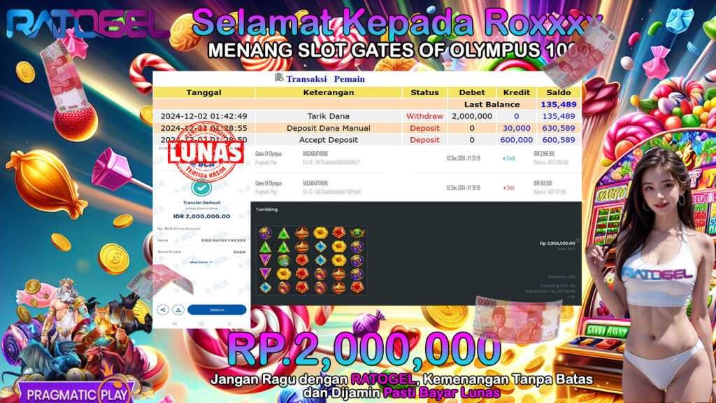 BUKTI JACKPOT SLOT GATES OF OLYMPUS 1000 TERPERCAYA DI INDONESIA TGL 02-12-2024